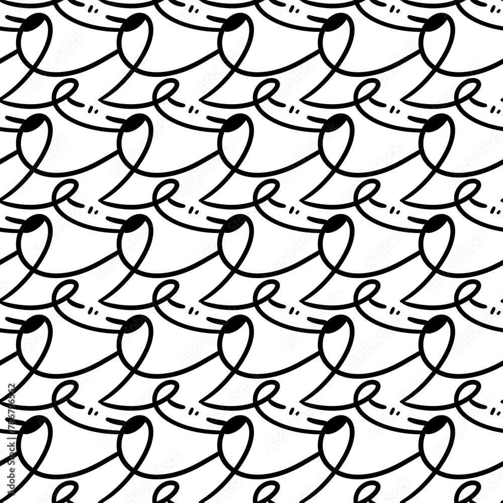 Fototapeta premium seamless pattern with hand drawn elements. black and white background. hand drawn doodle illustration. doodle style.