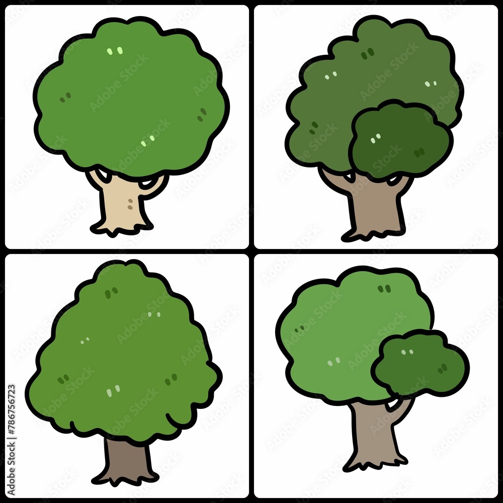cartoon tree set. collection illustration. cartoon tree set. collection illustration.