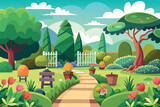 Garden Landscape cartoon vector Illustration flat style artwork concept