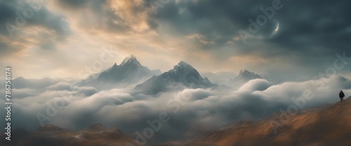  dreamlike landscape where mountains dissolve into clouds