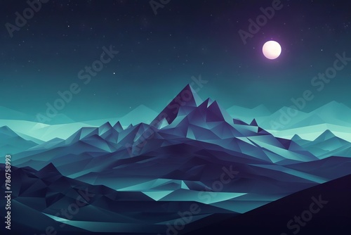 majestic polygonal mountains at night minimalist dark wallpaper