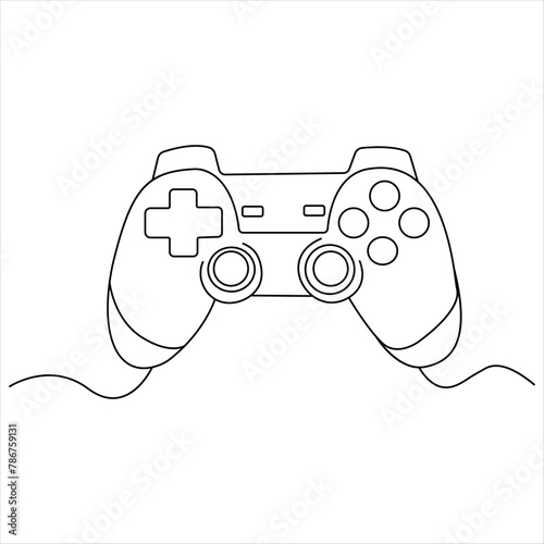 Single line continuous drawing of game controller joysticks or gamepads line art vector illustration