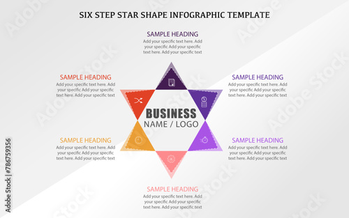 Flat star shape business infographics vector slide template