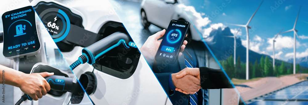 Foto de EV electric car vehicle charging and sustainable LCA green ...