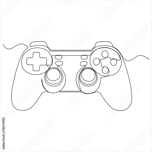 Single line continuous drawing of game controller joysticks or gamepads line art vector illustration © Shajan