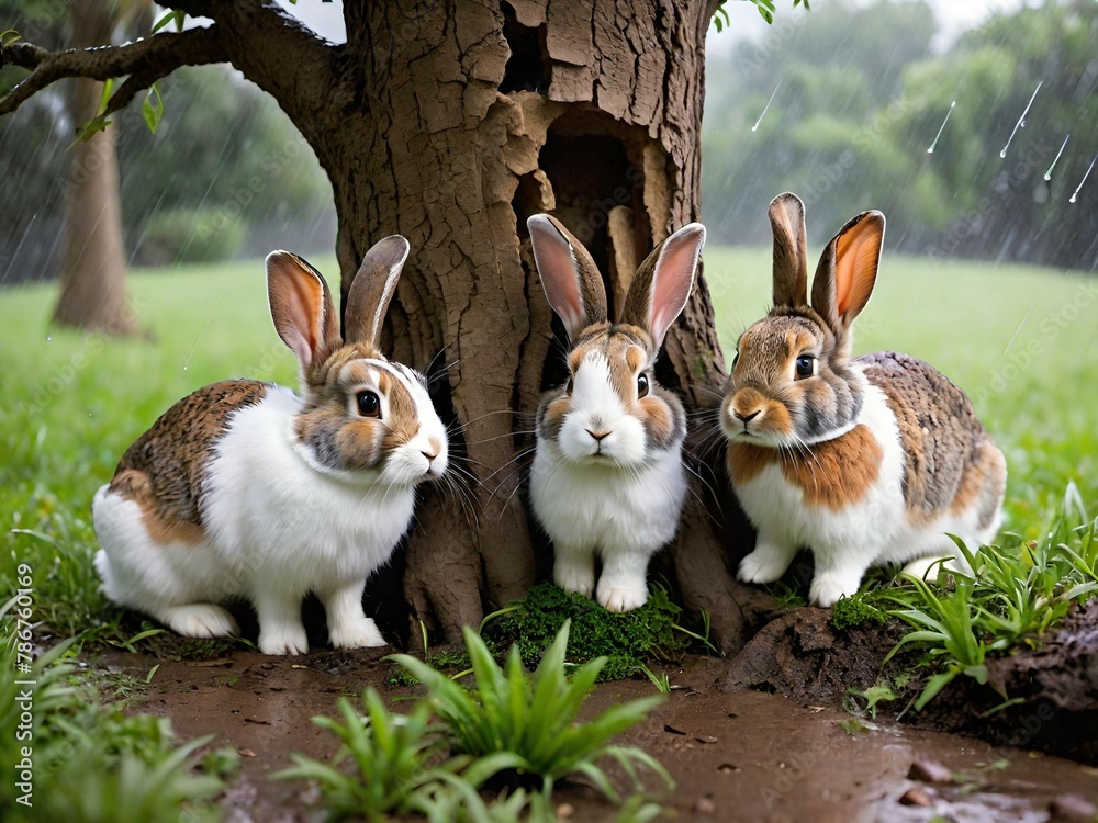 Obraz premium rabbits in the garden