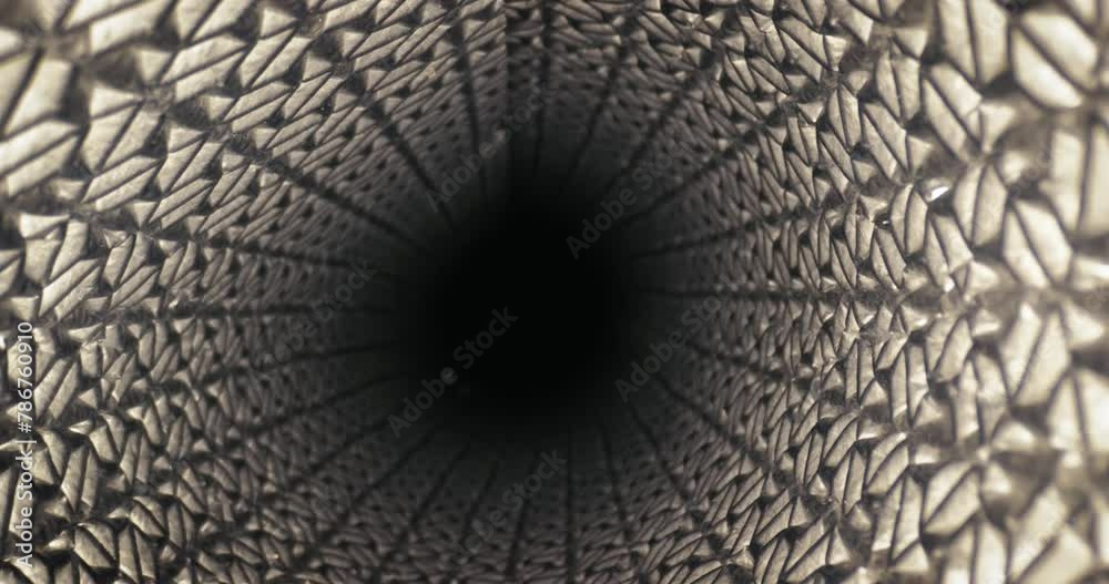 Futuristic looking metal grid tube pattern