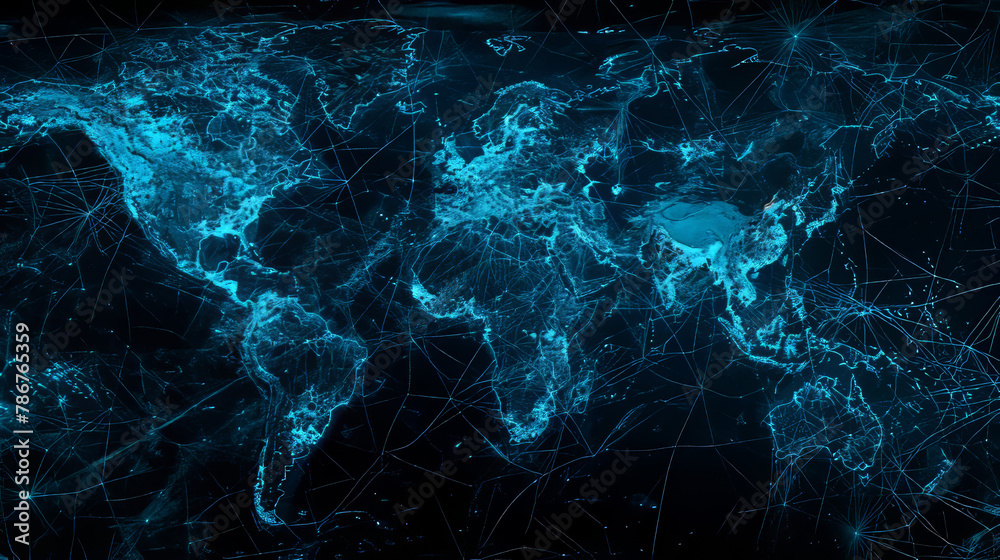Fototapeta premium Connected World: Visualization of Global Digital Network