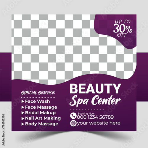 Beauty and spa center Makeup, health or body massage, cosmetic treatment service promotion web banner or social media post  Square  Template Design collection. Woman business marketing post layout.