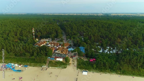 Beautiful Beach Forest Stegna Plaza Las Aerial View Poland photo