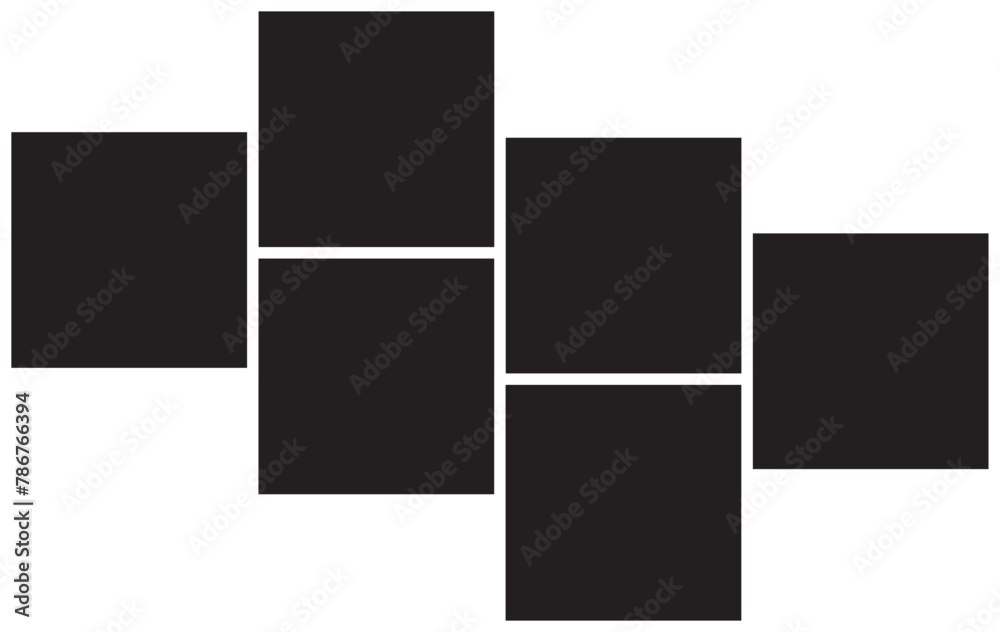 6 collage satellite rectangle photo frame template vector illustration