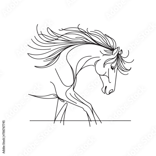 Simple Elegant Line Art Horse Head Vector Design