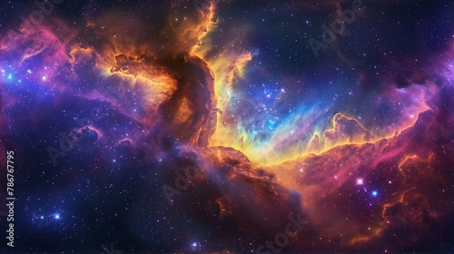 Cosmic Nebula with Vibrant Colors in Space