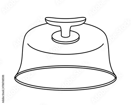 Microwave cover vector icon. Transparent plastic lid to protect against splashes, fat drops, steam. Kitchen dish - cap for oven plate. Hand drawn clipart isolated on white. Simple utensil clipart