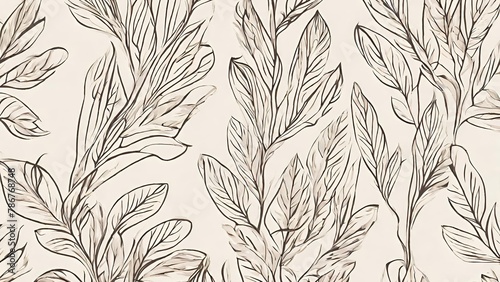 Wallpaper Mural Vintage Floral Seamless Pattern with Leaves and Plants for Wallpaper and Textile Decoration Torontodigital.ca