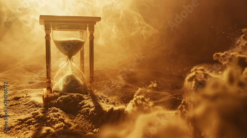 Hourglass in Desert Sand, Time Consumption, Time Concept