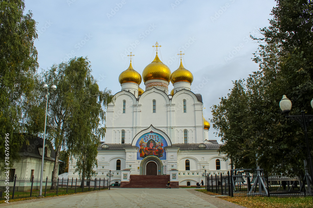 Assumption Cathedral or Uspensky Sobor panoramic view in Yaroslavl city, Russia