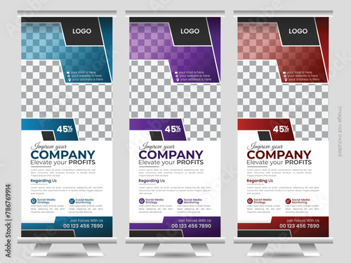 Clean and modern Corporate roll-up banner design with three color combo.