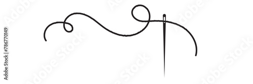 Transparent PNG available
Needle and thread silhouette icon vector illustration. Tailor logo with needle symbol and curvy thread isolated on white background. Tailor sign template, sewing instrument d