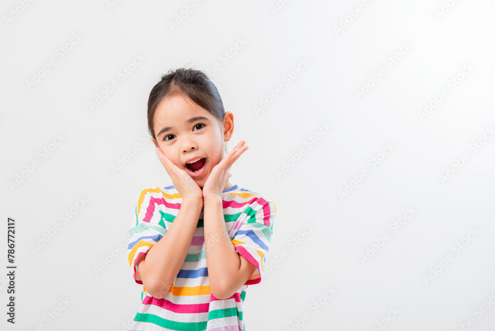 Cheerful Asian girl Posing cutely on a white background Cheerful Asian girl Posing cutely on a white background