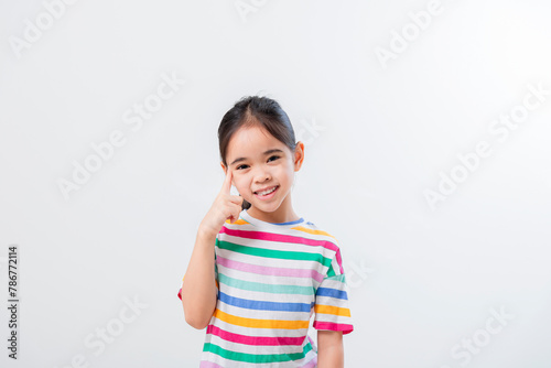 Cheerful Asian girl Posing cutely on a white background