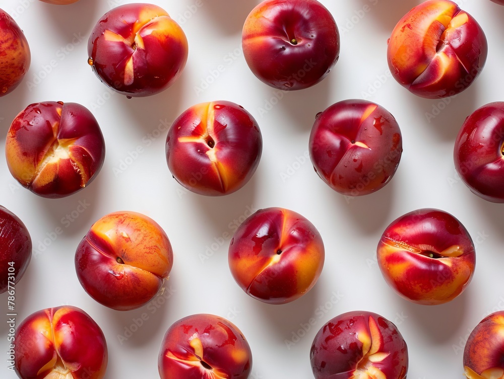 Red nectarines arranged on light background Red nectarines arranged on light background
