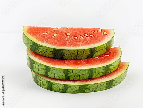 Stacked watermelon slices isolated on white background photo