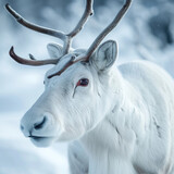 White Reindeer in Snowy Habitat

