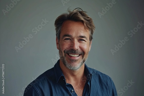 Portrait of a handsome middle aged man smiling at the camera.