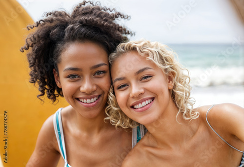 Surfing Ladies Capture Fun Beach Memories with Smiles © ROKA Creative