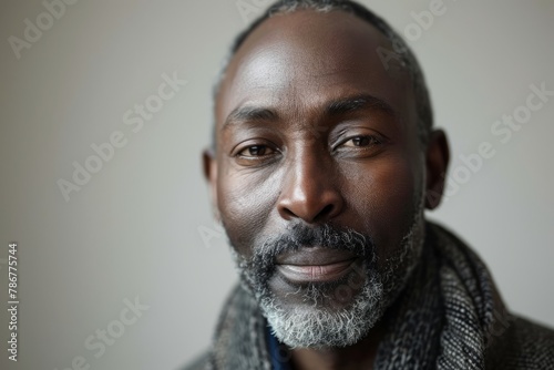 Portrait of a senior African American man wearing a woolen scarf