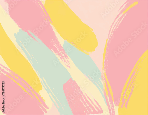 黄色とピンクのアクリル絵の具を画用紙に描いたアート