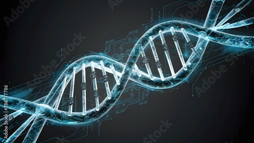 dna strand on black background