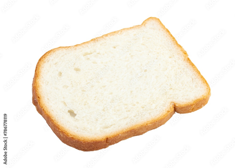 Slice of white bread on white isolated background