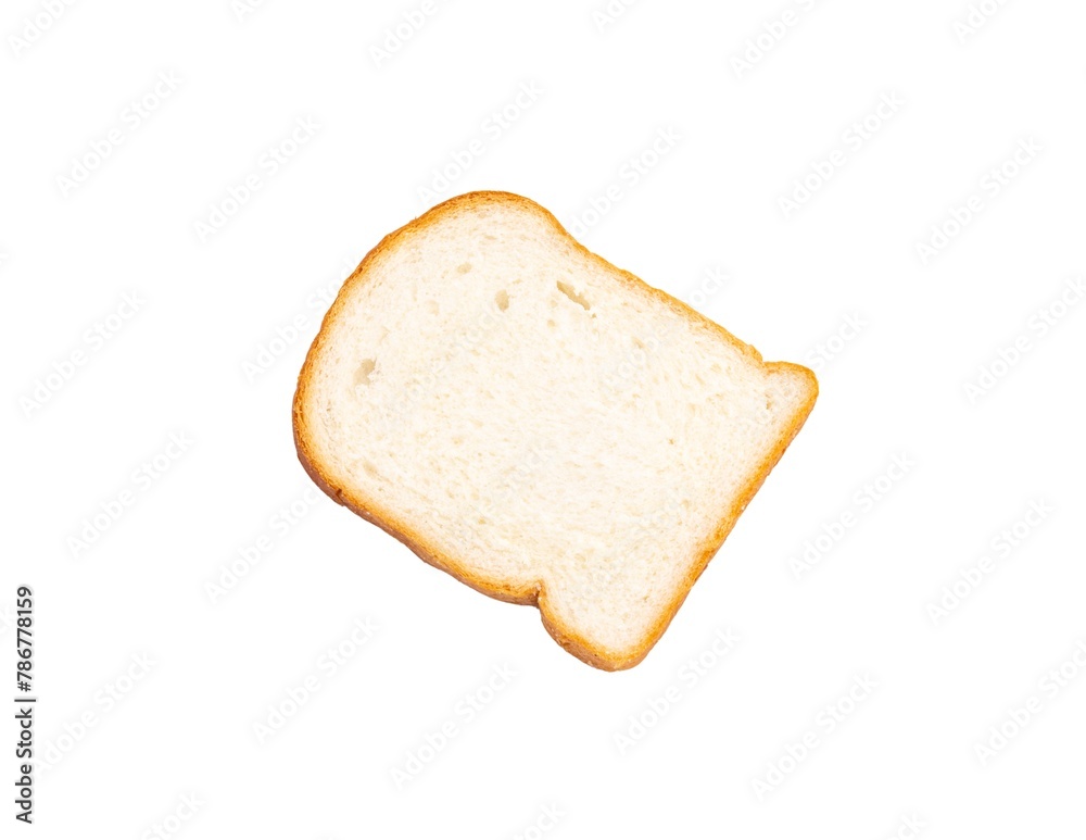 A piece of bread on white isolated background