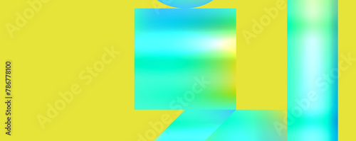 A vibrant art piece featuring a bold electric blue and magenta geometric pattern, with perfect symmetry on a yellow background. The rectangle shapes create a colorful and eyecatching display