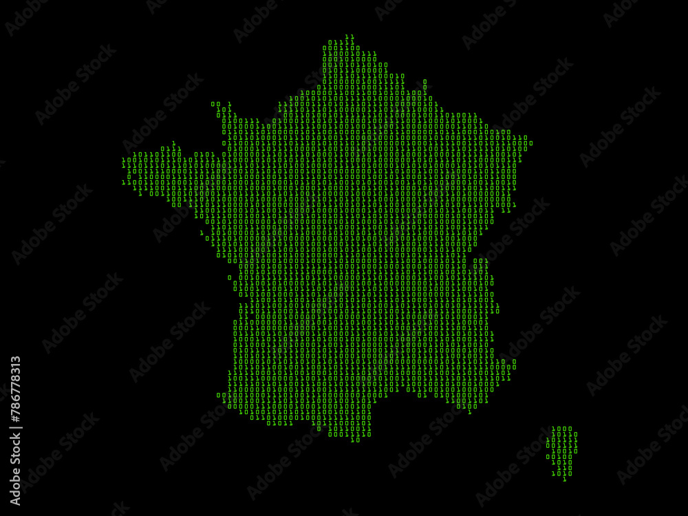 A sketching style of the map France. An abstract image for a geographical design template. Image isolated on black background.