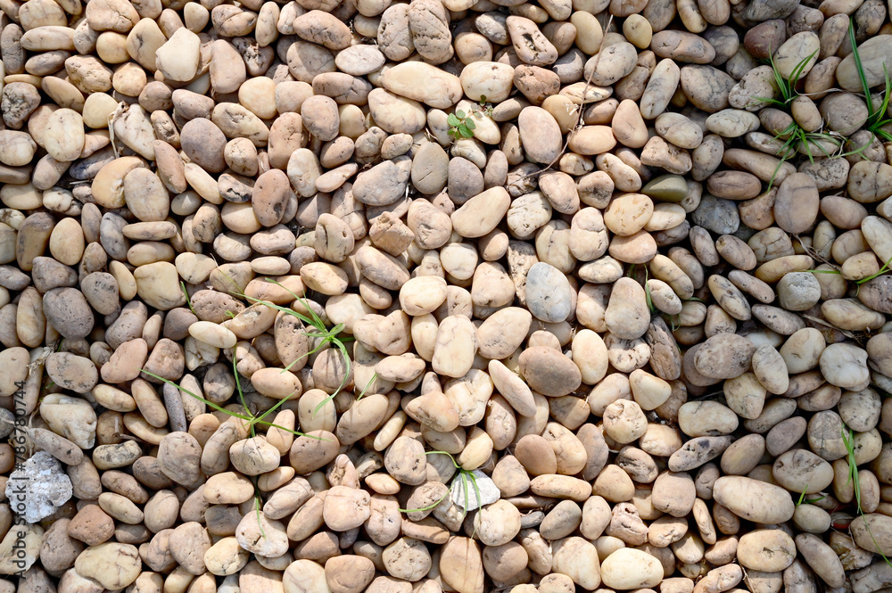 Top Views of Many pebbles on the floor in the garden for design and decoration at Thailand. Top Views of Many pebbles on the floor in the garden for design and decoration at Thailand.