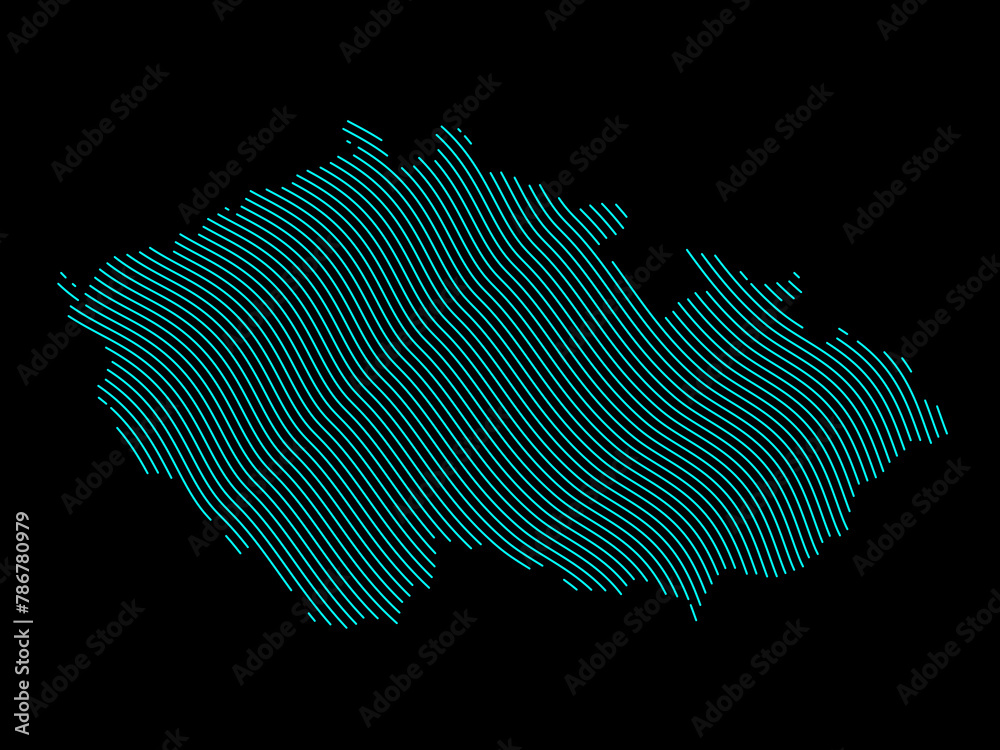 A sketching style of the map Czech Republic. An abstract image for a geographical design template. Image isolated on black background. - obrazy, fototapety, plakaty 