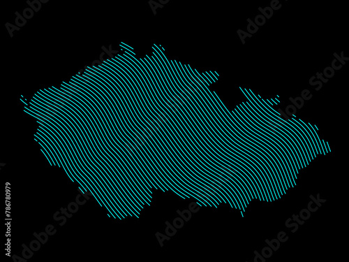 A sketching style of the map Czech Republic. An abstract image for a geographical design template. Image isolated on black background.