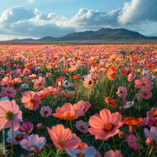 A field of flowers with a bright pink color © tope007
