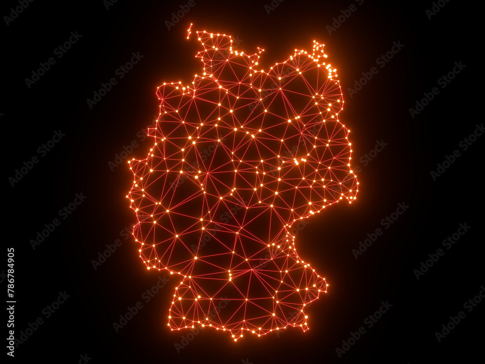 A sketching style of the map Germany. An abstract image for a geographical design template. Image isolated on black background.