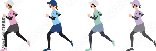 日焼け対策をしてランニングをする女性