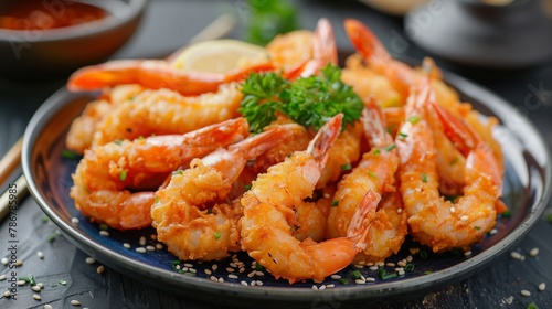 Succulent Grilled Shrimp with Seasoning on Plate
