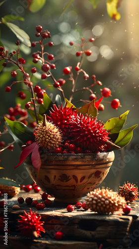 Beautiful presentation of Annatto Seeds  hyperrealistic food photography