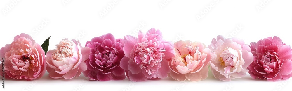 Exquisite Peony Blossoms on White Background - Floral Beauty Collection Exquisite Peony Blossoms on White Background - Floral Beauty Collection