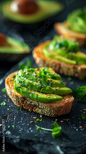 Beautiful presentation of Avocado toast, hyperrealistic food photography