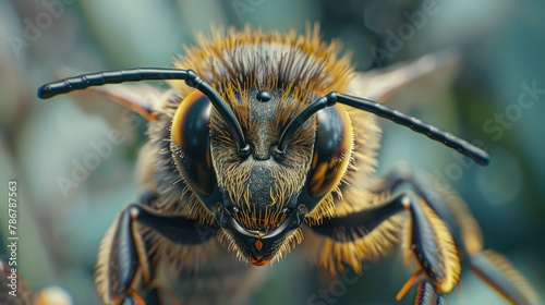 Close up of the head of a hornet