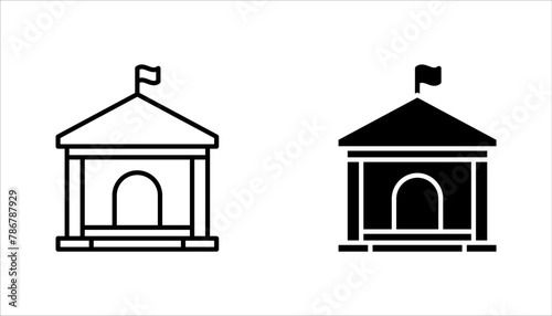 City hall building line icon set, outline vector sign, linear style pictogram, vector illustration on white background.