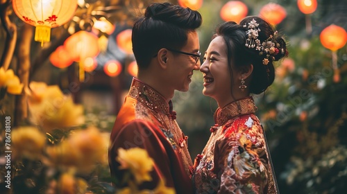 Chinese Wedding Bliss: Enchanting Garden Moment photo